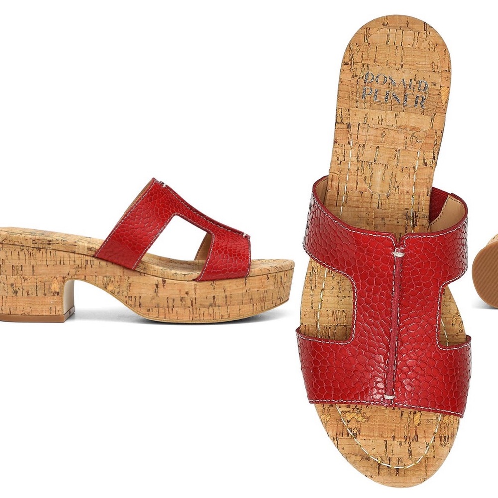 Donald Pluner Women Elegant Disco Lizard print Embossed Platform (new) sandal